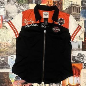 Harley-Davidson Black and Orange Women's Blouse